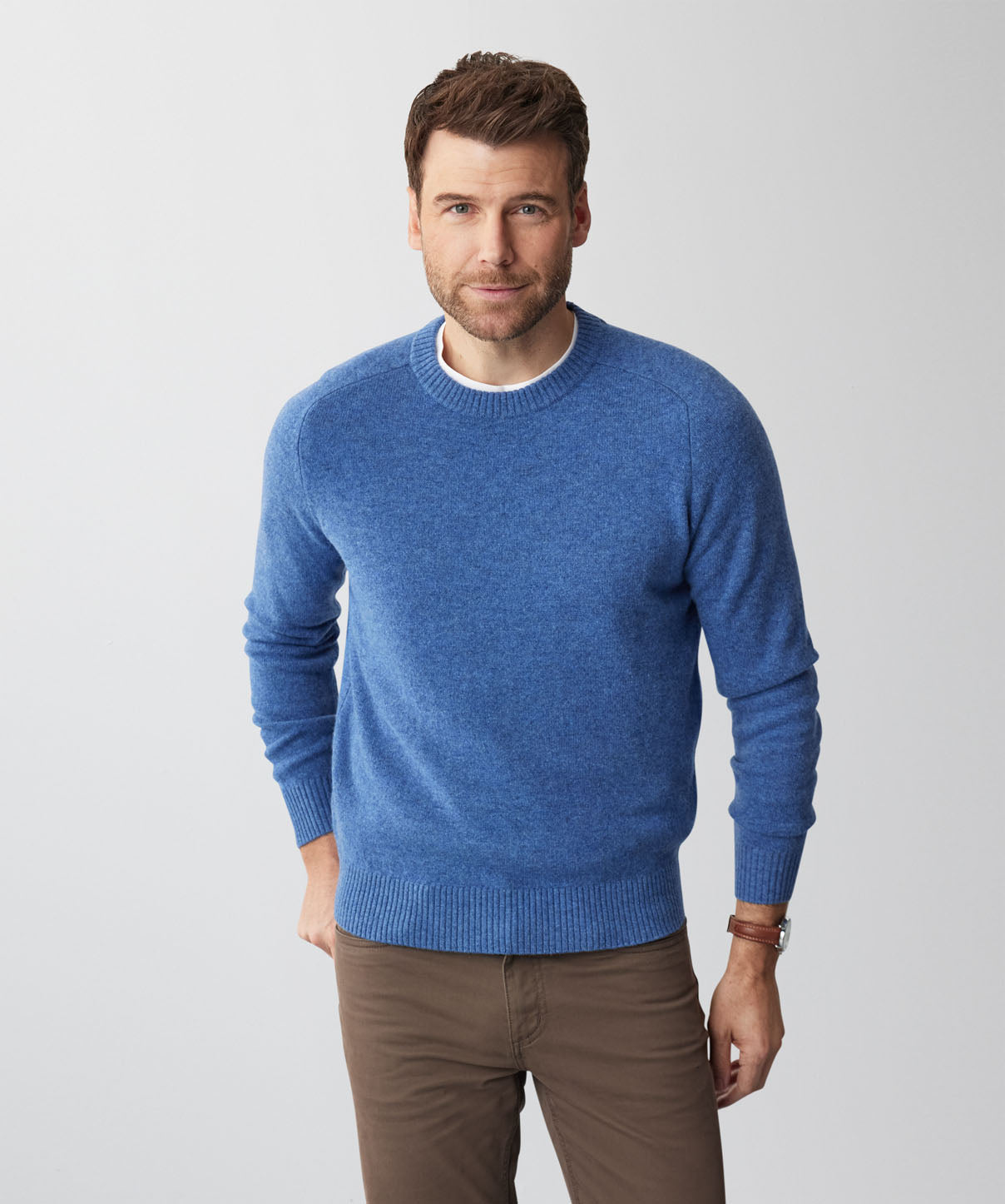 Lambswool Crew Neck Knit RWS - Blue stripe