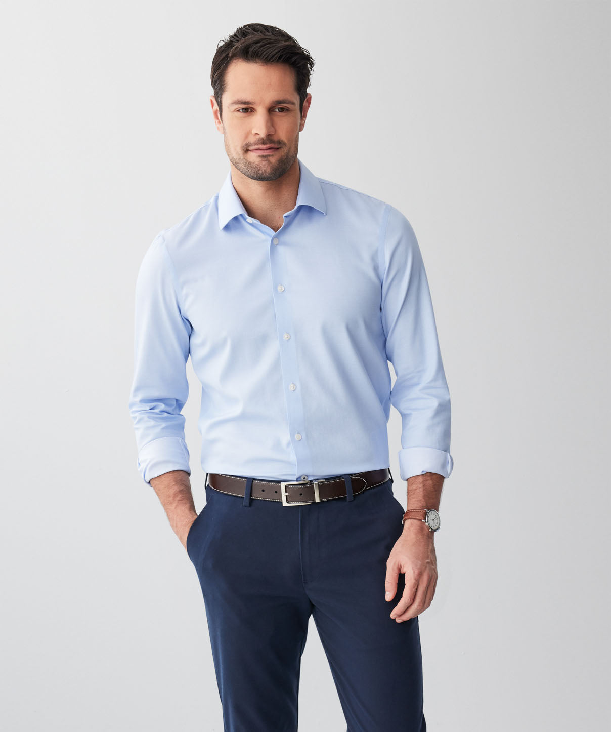 Men's Dobby Non-Iron Dress Shirt - Light Blue main image 1