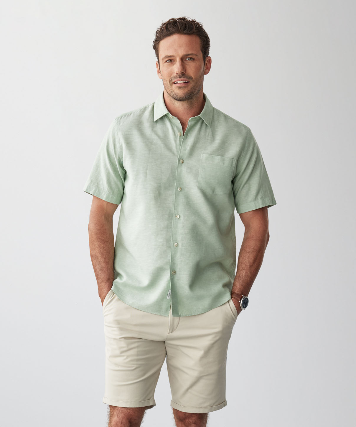 Golding Hadleigh Short Sleeve Linen Blend Shirt main image 1
