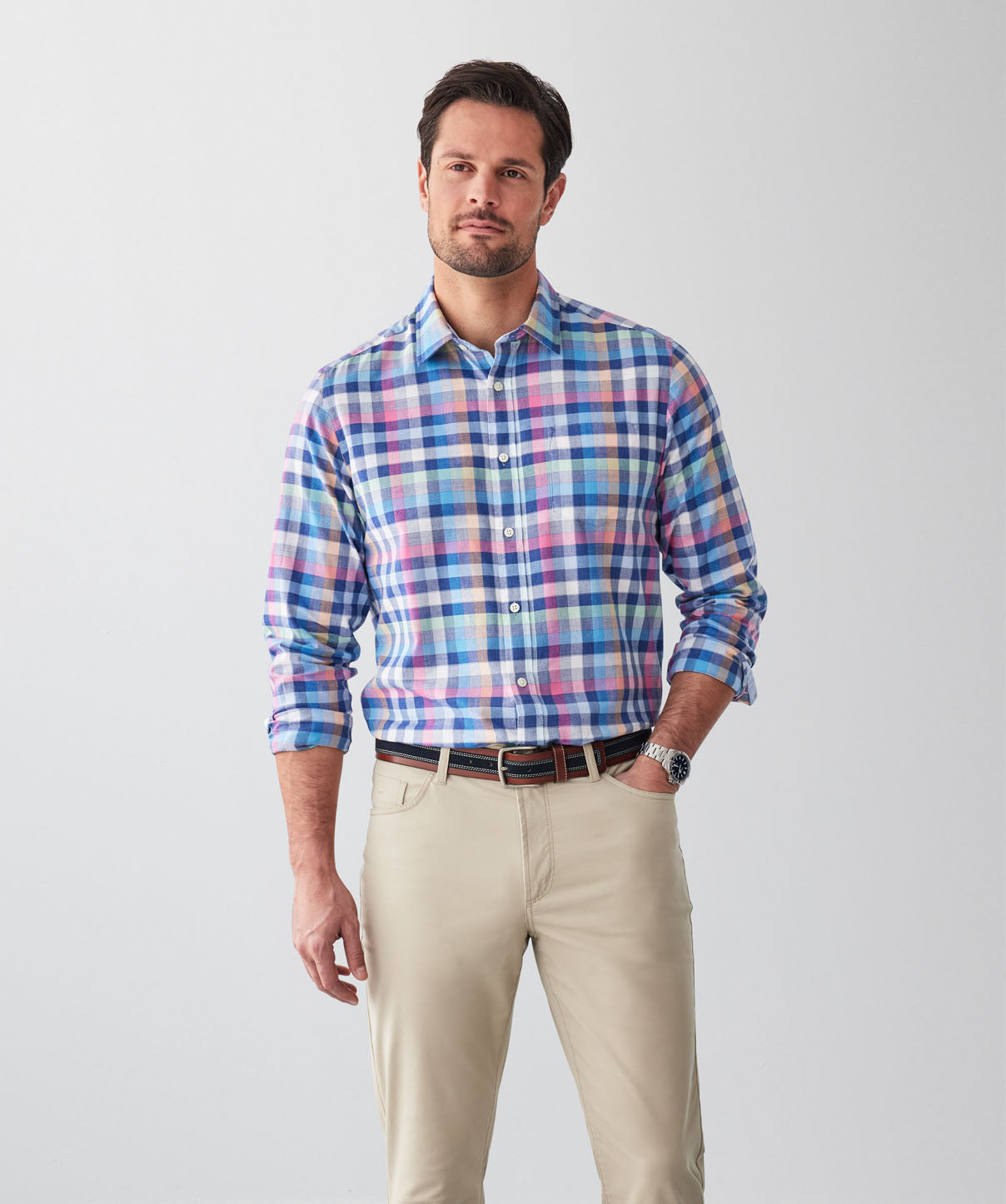 Casual Multi Check Long Sleeve Shirt - Multi Check