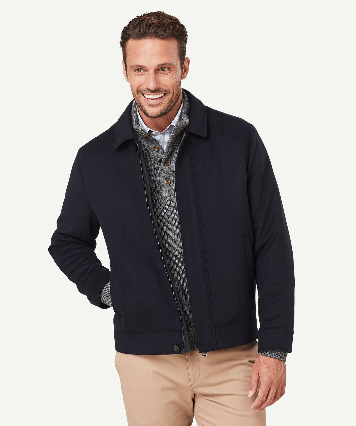 Wool Harrington Jacket - Dark Navy - category_2:Casual Jackets