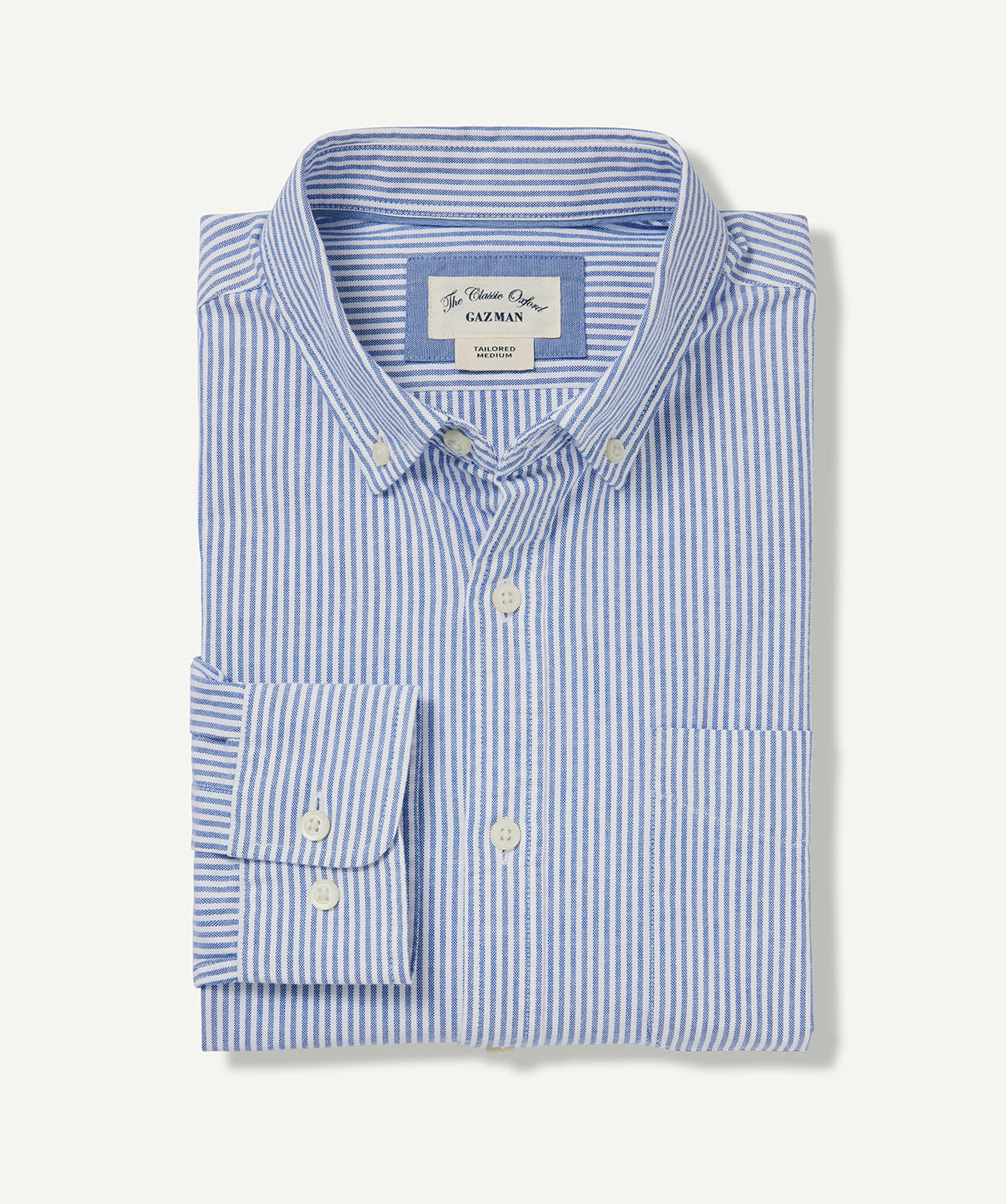 Tailored Oxford Stripe Long Sleeve Shirt Blue - Main Image