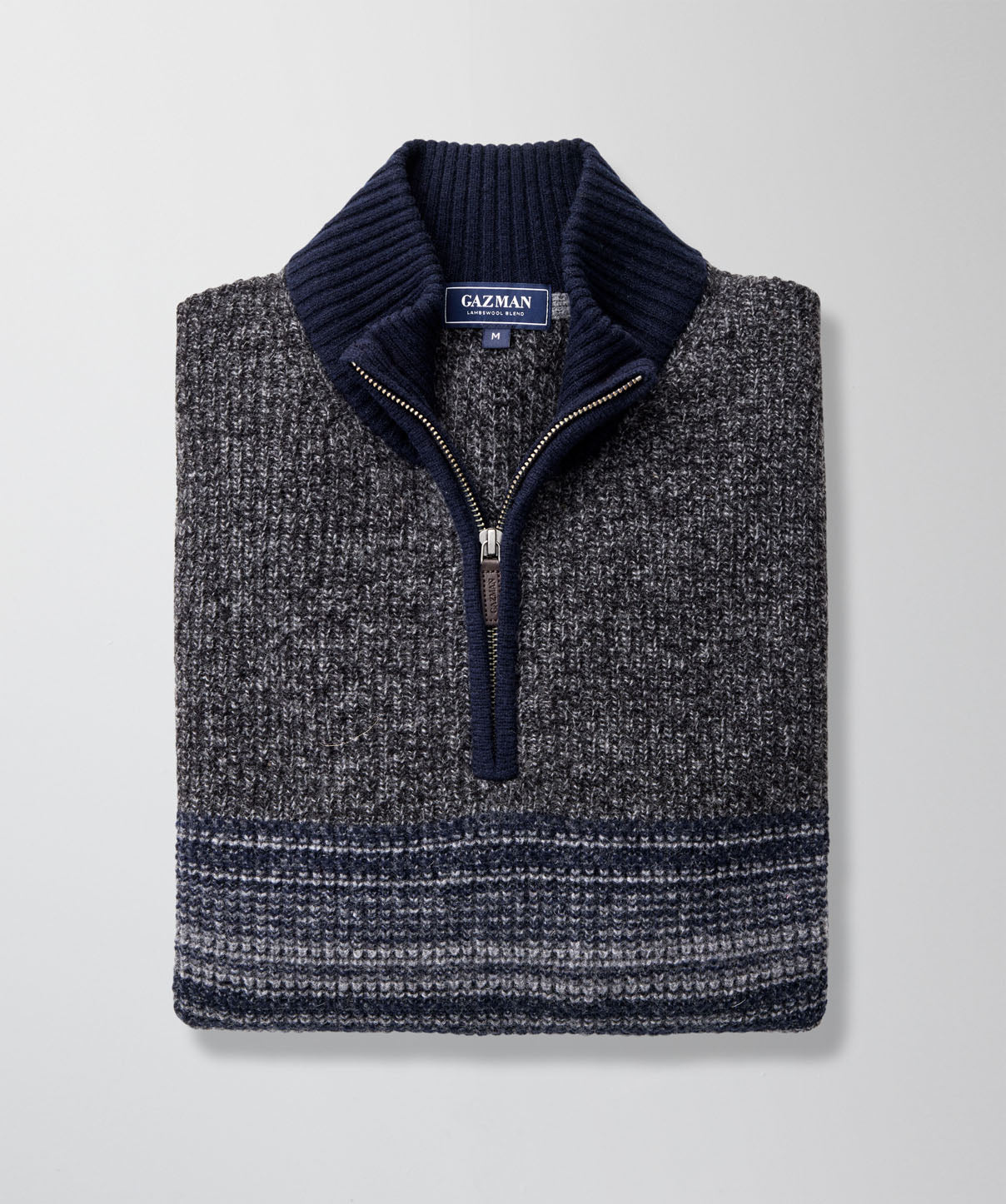 Wool Blend Ombre Half Zip - Navy - x-knitwear - GAZMAN