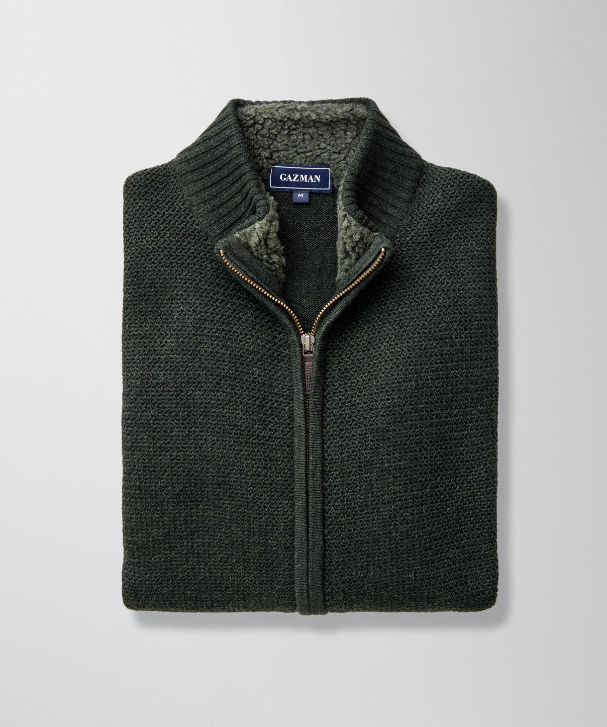 Zip Through Cardigan Khaki Knitwear GAZMAN