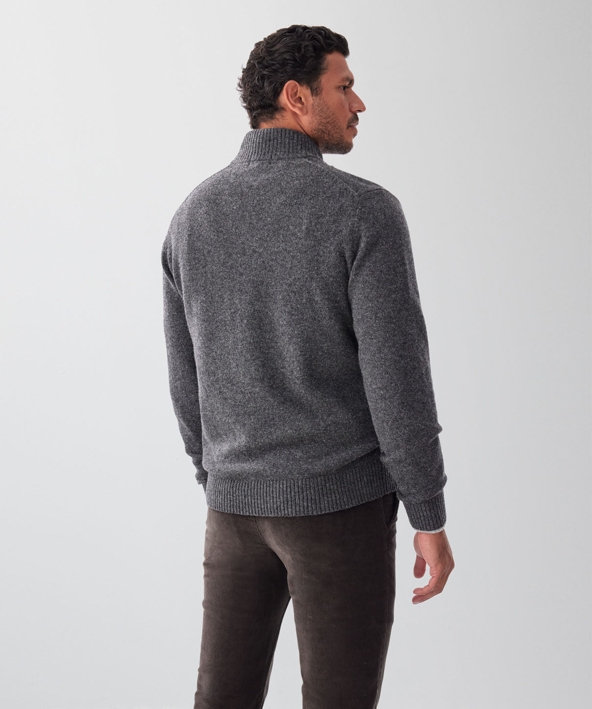 Wool Blend Raglan Half Zip - Charcoal - knitwear - GAZMAN