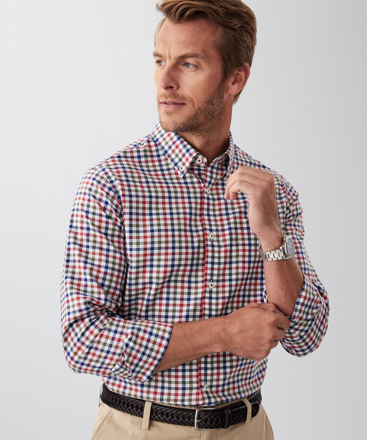 Non-Iron Dry Stretch Check Smart Fit Long Sleeve Shirt main image 1