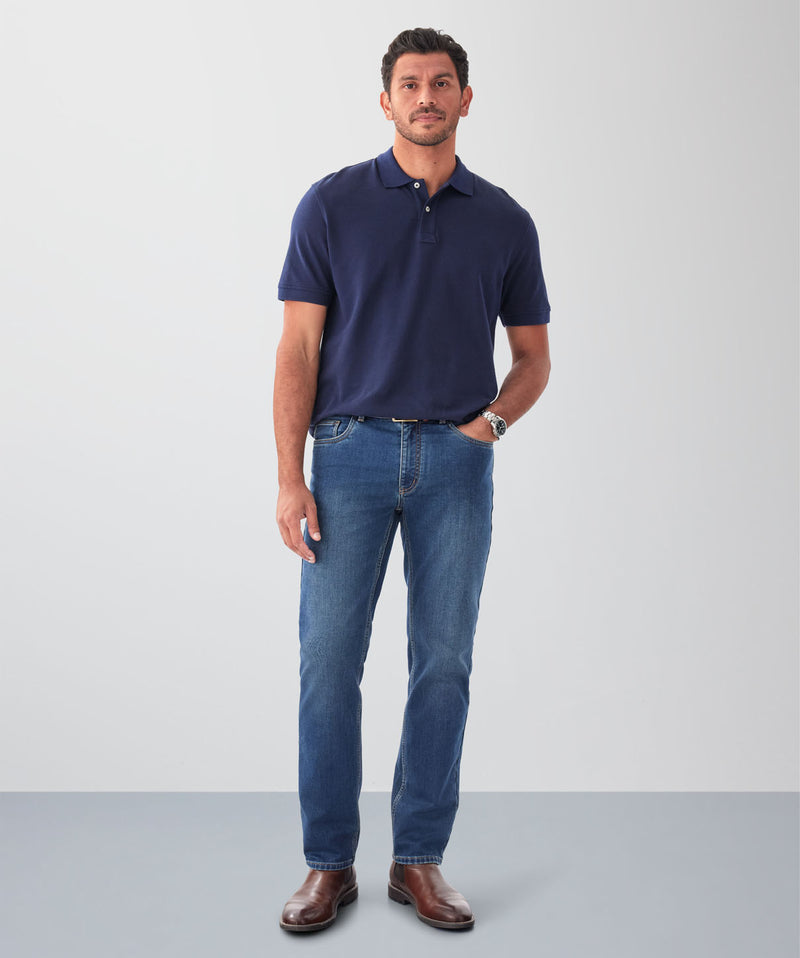 Somers Brushed Straight Jeans - Washed Indigo-GAZMAN