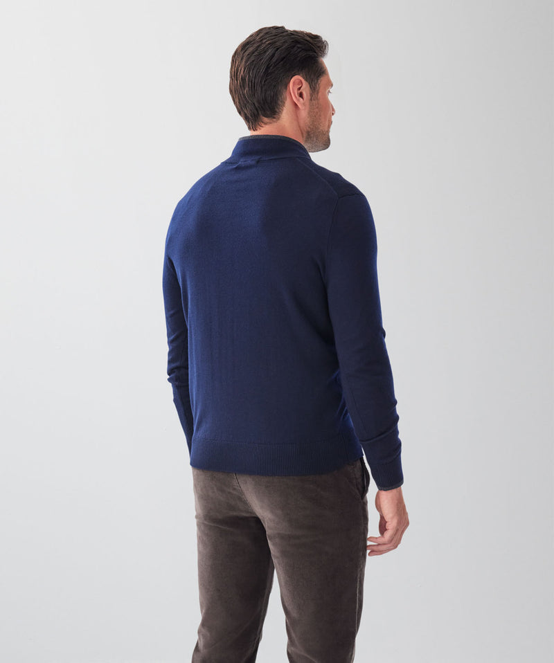 Merino Half Zip Knit - Navy-GAZMAN
