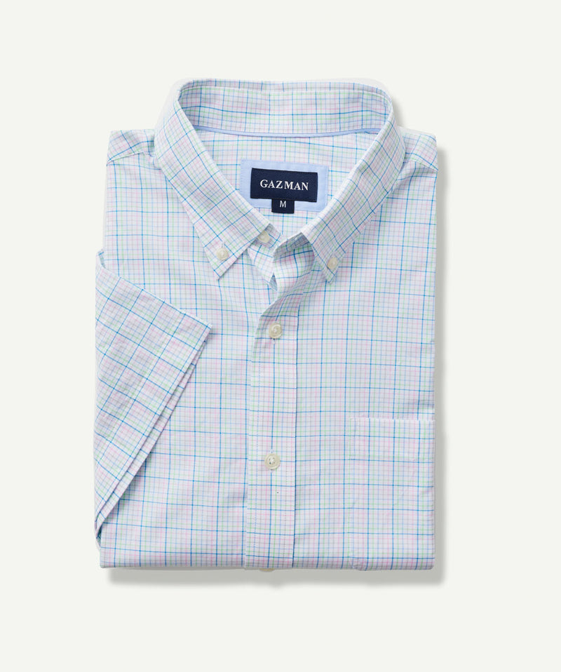 Casual Multi Check Short Sleeve Shirt - Multi Check-GAZMAN