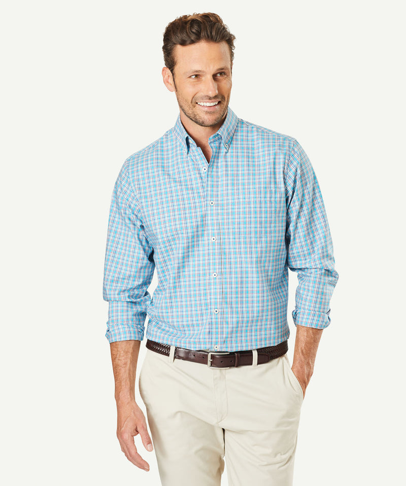 Easy Care Oxford Check Long Sleeve Shirt - Multi Check-GAZMAN-1