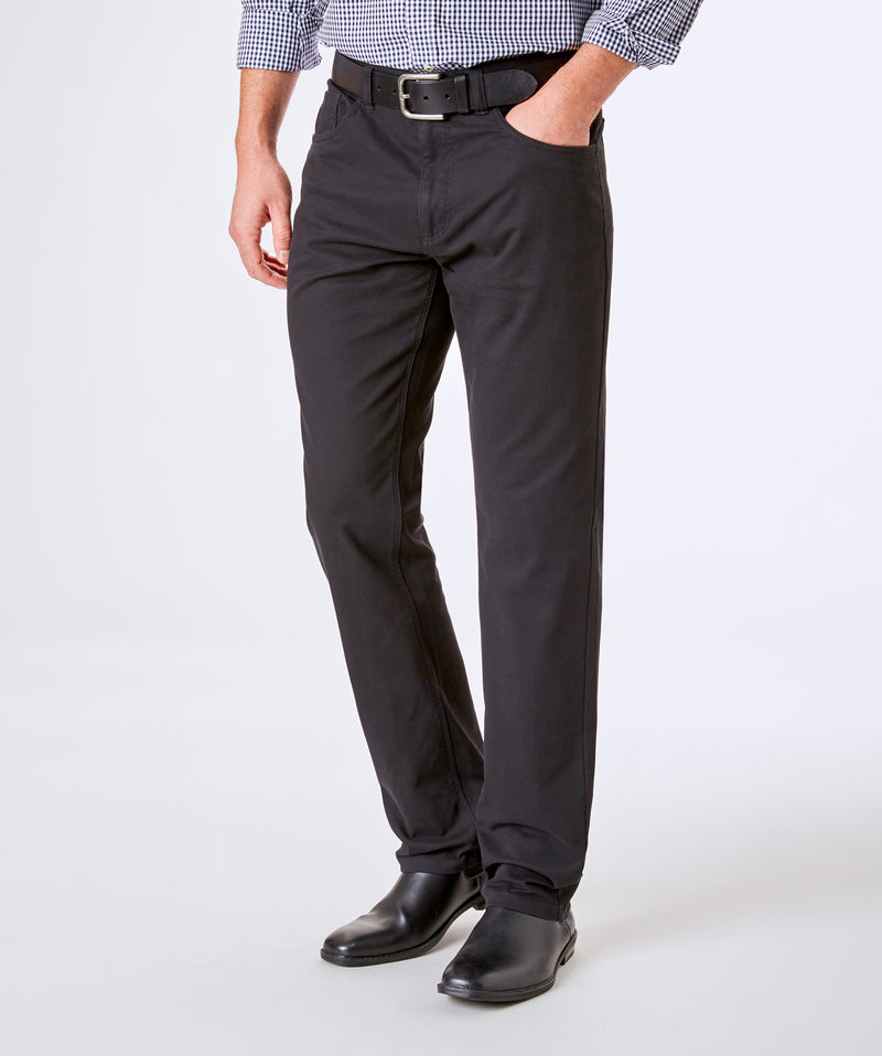 Stretch Bedford Cord Pants - Black-GAZMAN-1