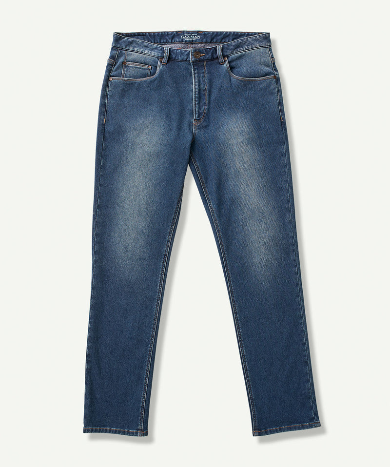 Brushed Straight Jeans - Washed Indigo-GAZMAN-2