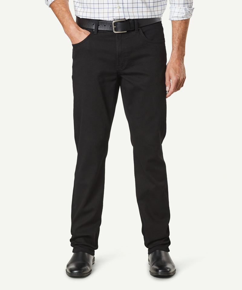 Straight Stretch Jeans - Washed Black-GAZMAN-1