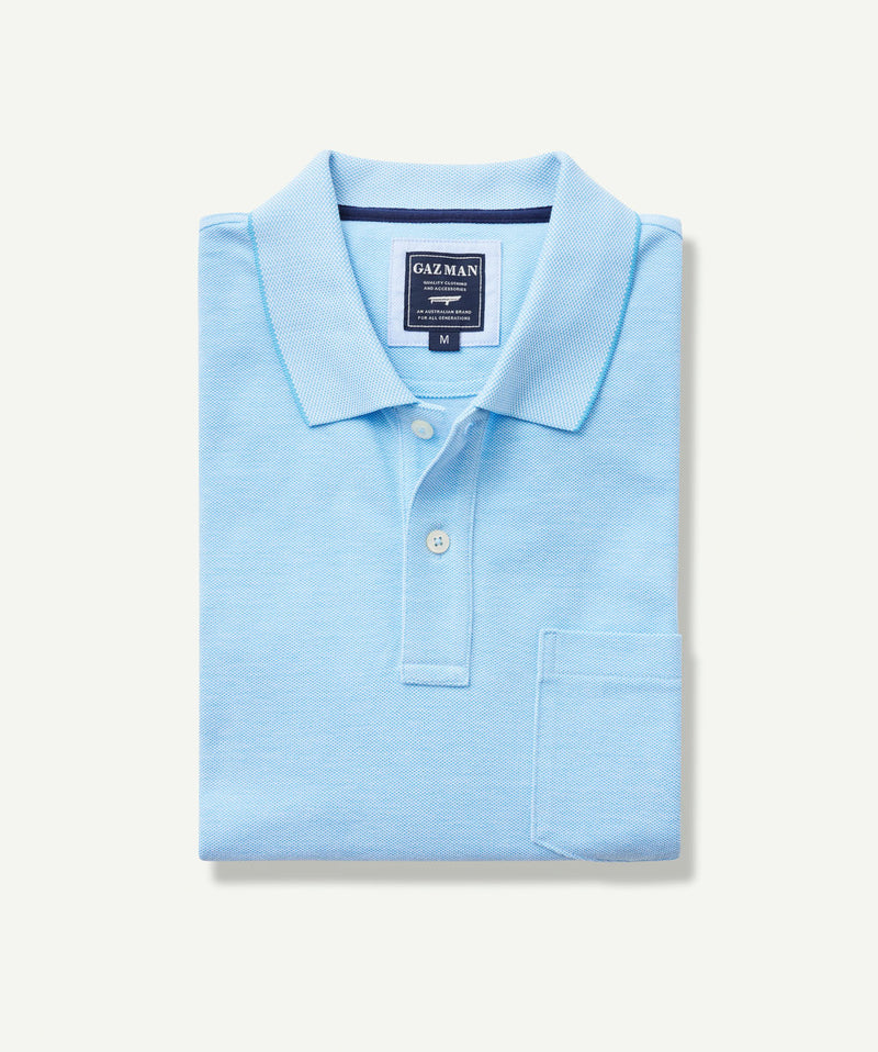 Oxford Pocket Polo Shirt - Sky Blue-GAZMAN