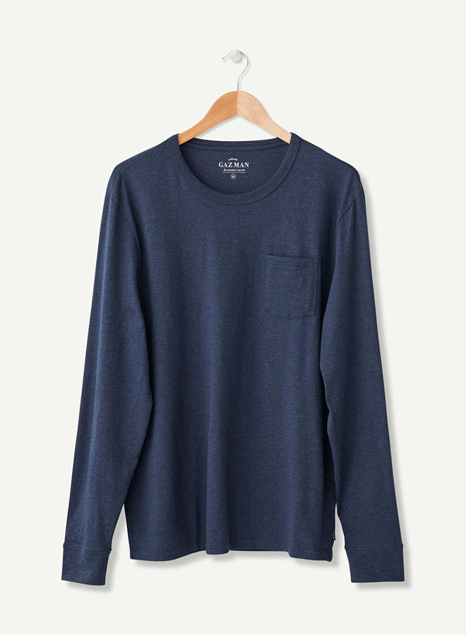 Long Sleeve Pocket T-Shirt - Dark Indigo-GAZMAN-2