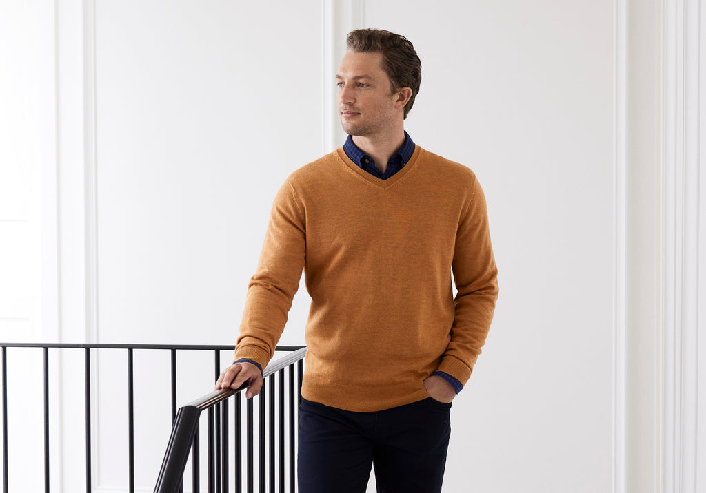 Four Ways to Wear a V-Neck Sweater for Men - GAZMAN Four Ways to Wear a V-Neck Sweater for Men - GAZMAN