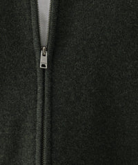 Wool Blend Raglan Zip Cardigan - Dark Khaki-GAZMAN