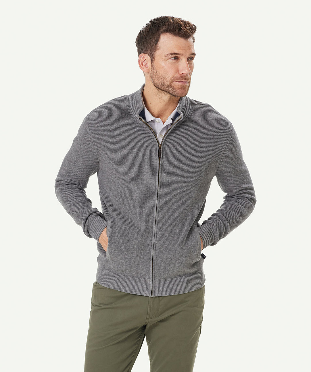 Full Zip Cardigan Grey