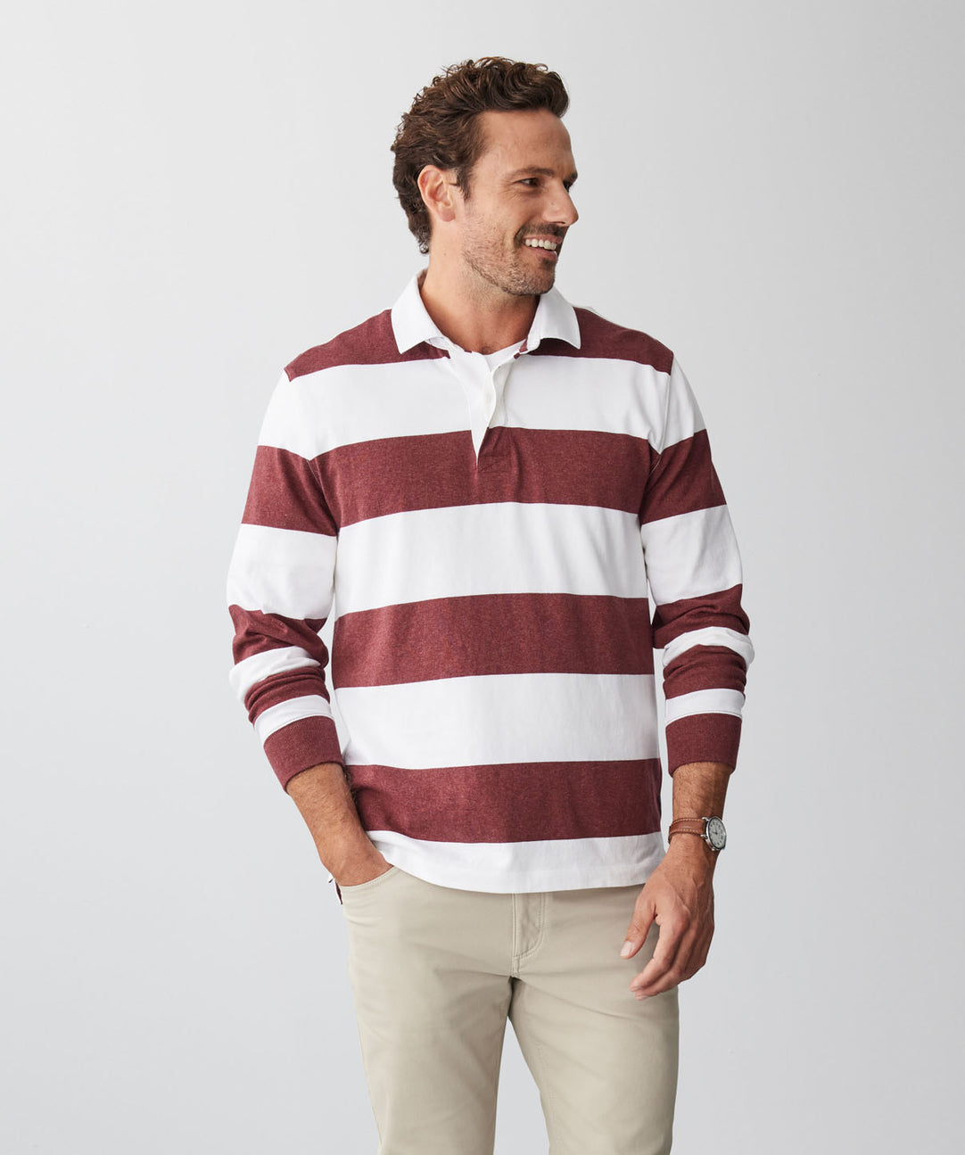 Block Stripe Rugby Jumper Brick