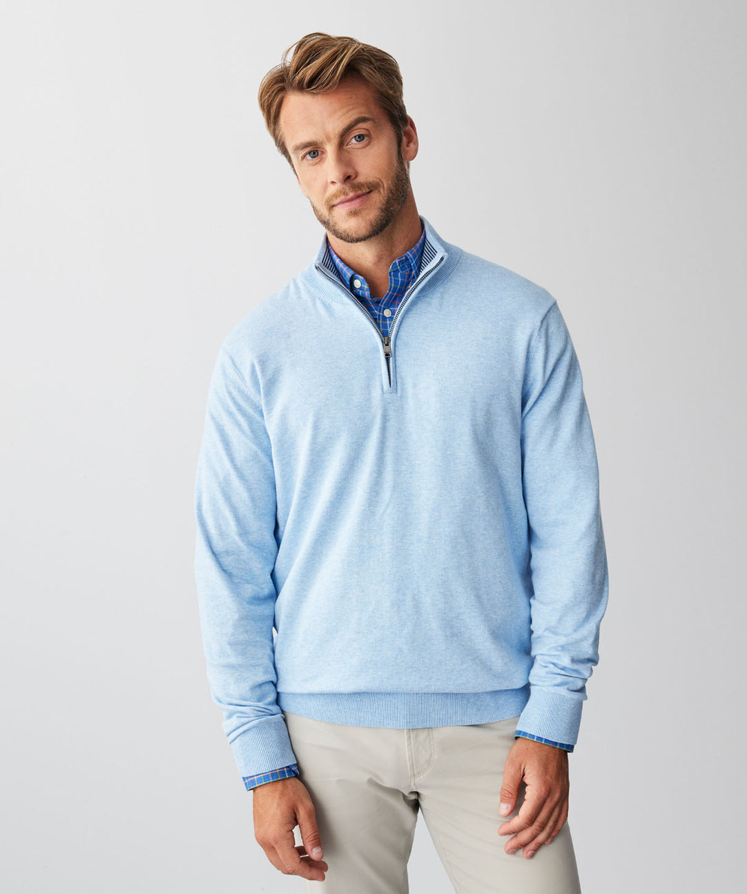 Slacker Heavy Knit Zip light blue m サイズ High Flex Half Zip Knit - Sky Blue - knitwear - GAZMAN