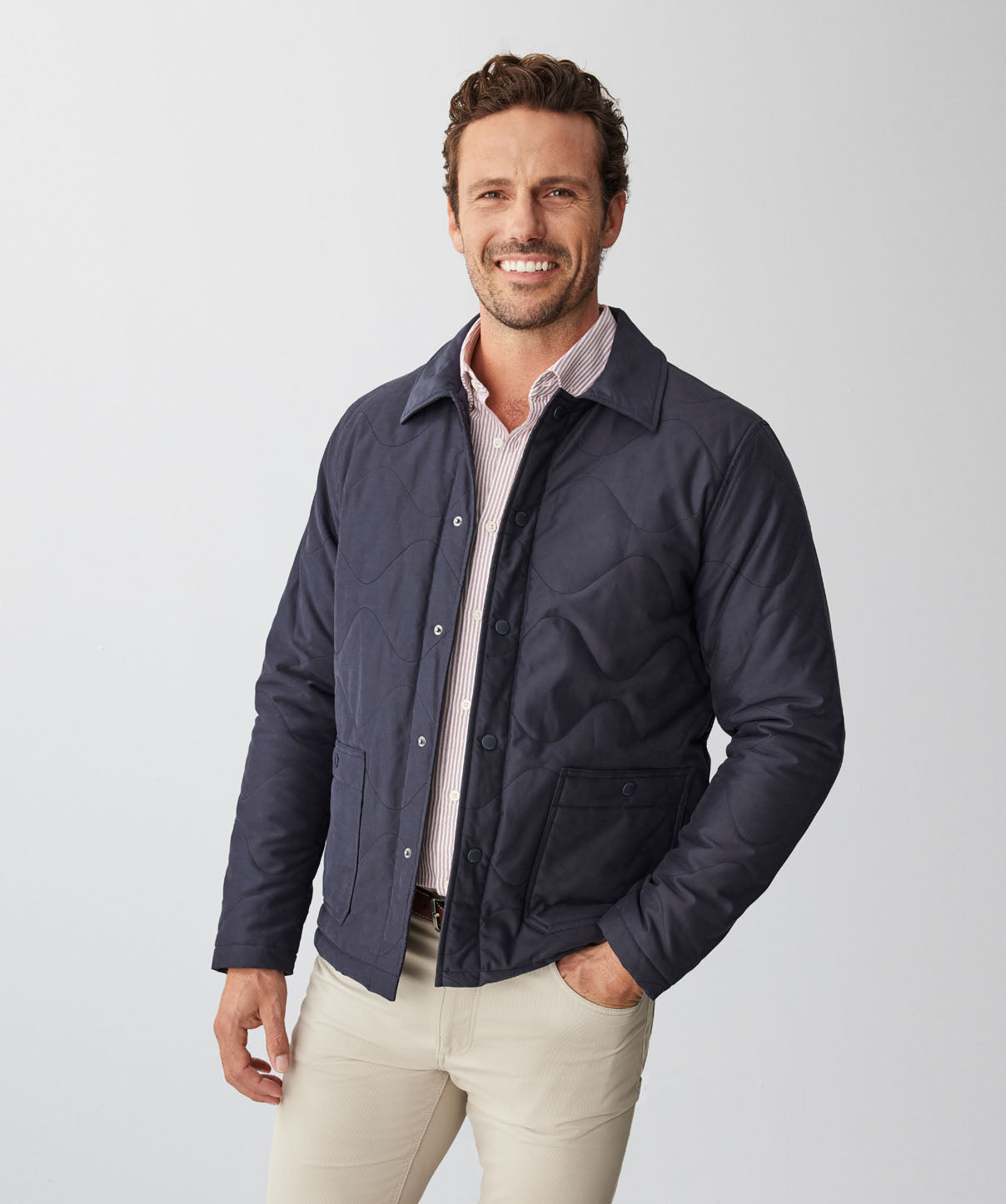Aireys Quilted Chore Jacket - Washed Navy - Casual Jackets - GAZMAN
