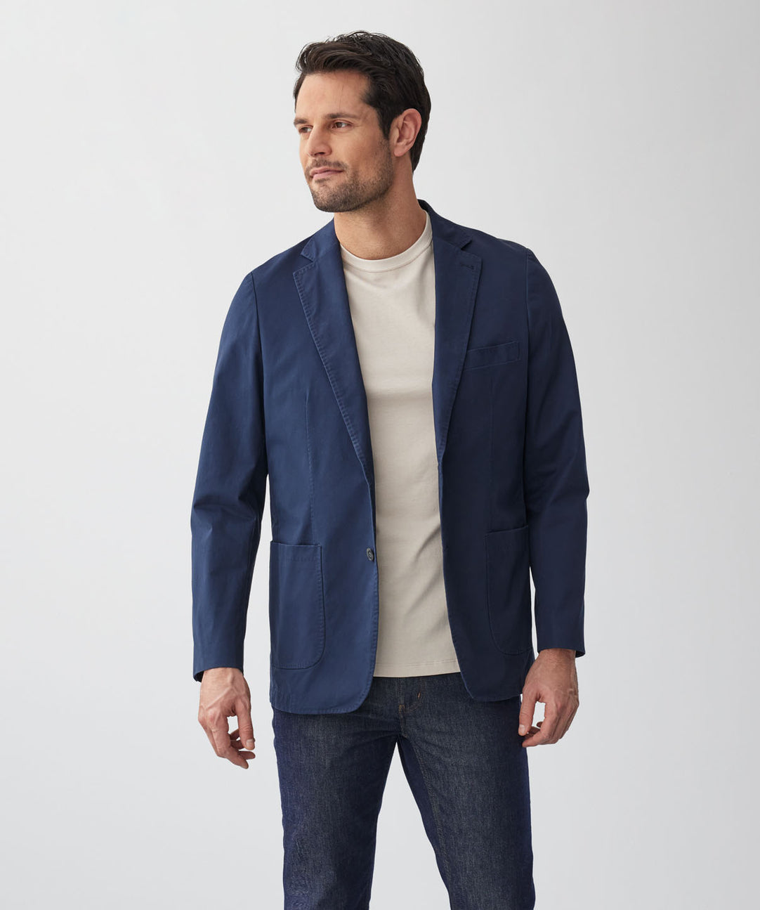 Casual Twill Sports Jacket Washed Navy - Main Image