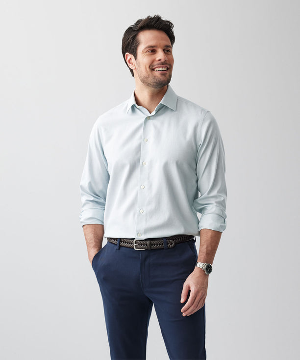 Non-Iron Dobby Long Sleeve Shirt - Sage