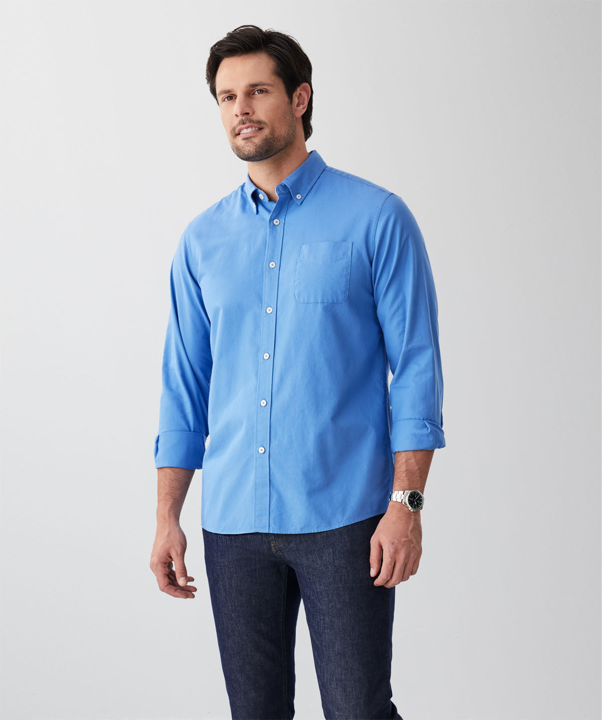 Casual Oxford Long Sleeve Shirt - Blue