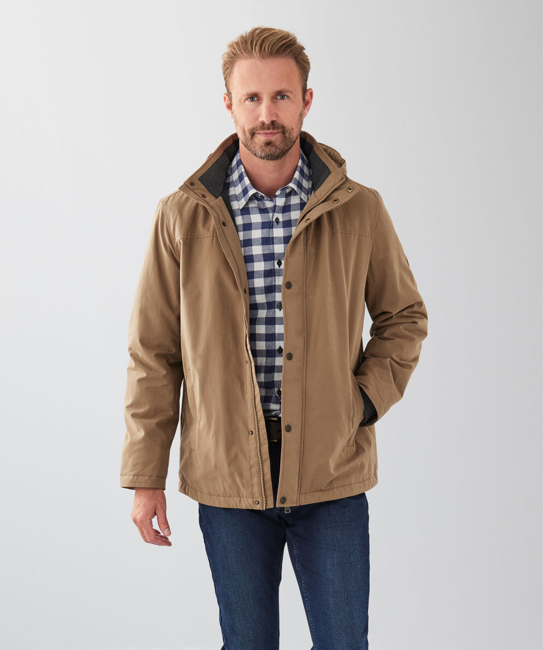 Stadium Hooded Jacket - Mocha - casual_jackets - GAZMAN