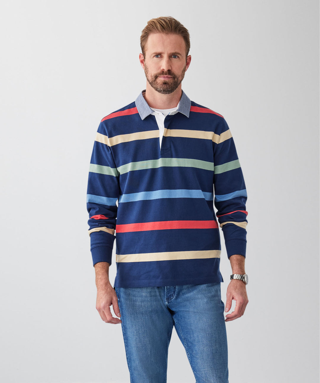 Multi Stripe Rugby Jumper Multi Stripe sweats GAZMAN