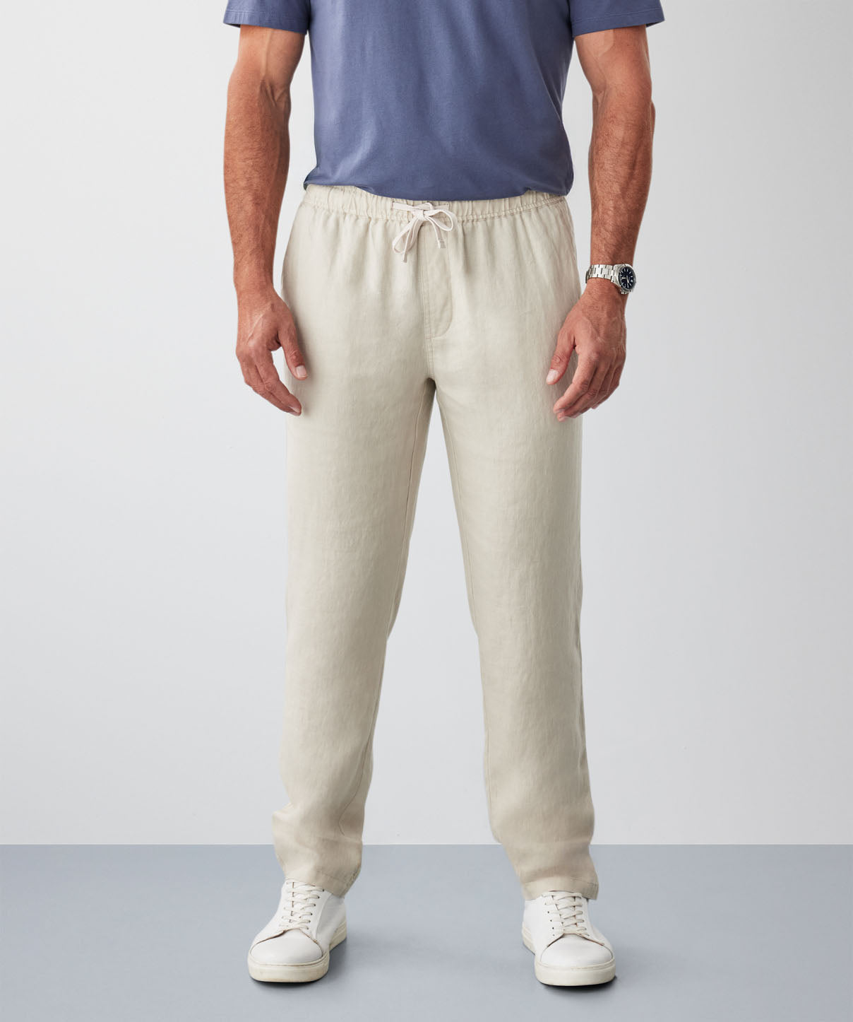 Linen Drawstring Pants - Natural - casual_pants - GAZMAN
