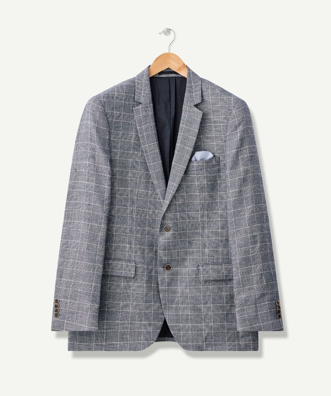 Linen Blend Check Sports Jacket Navy category_2:Sports Jackets