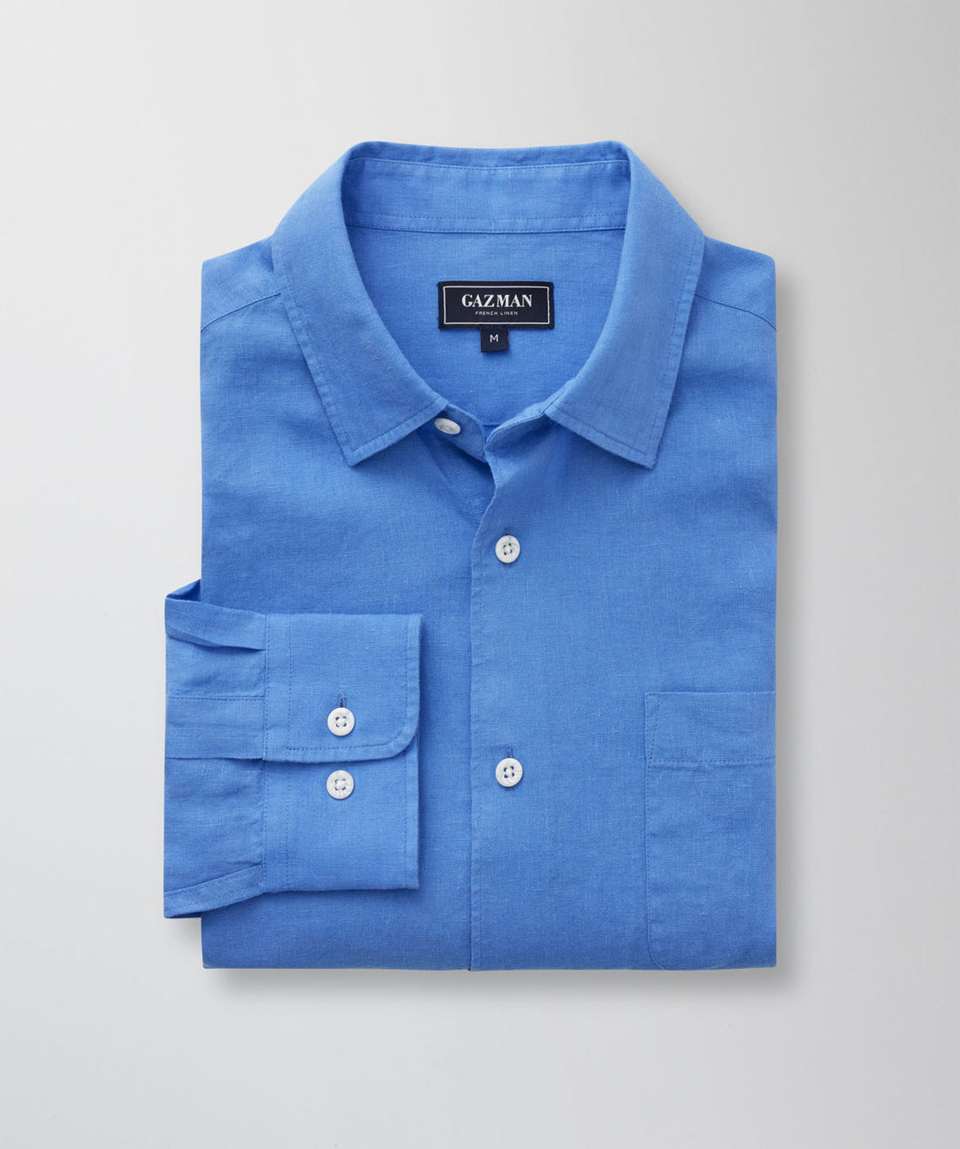 Pure French Linen Long Sleeve Shirt - Ocean - category_2:Long