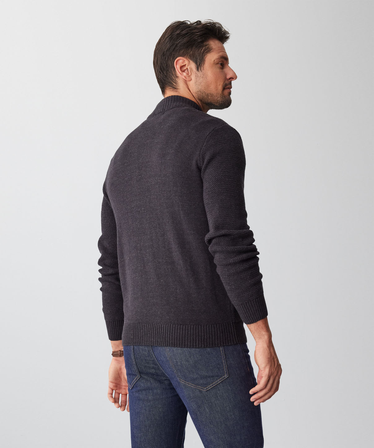 Zip Through Cardigan Charcoal Knitwear GAZMAN