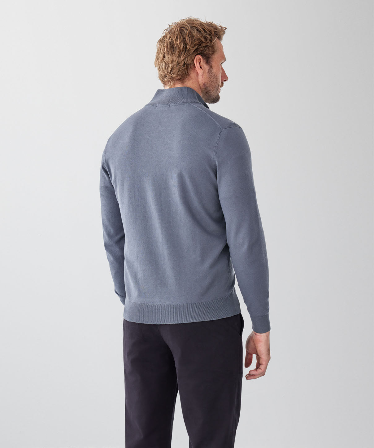 High Flex Half Zip Knit - Mid Grey - knitwear - GAZMAN