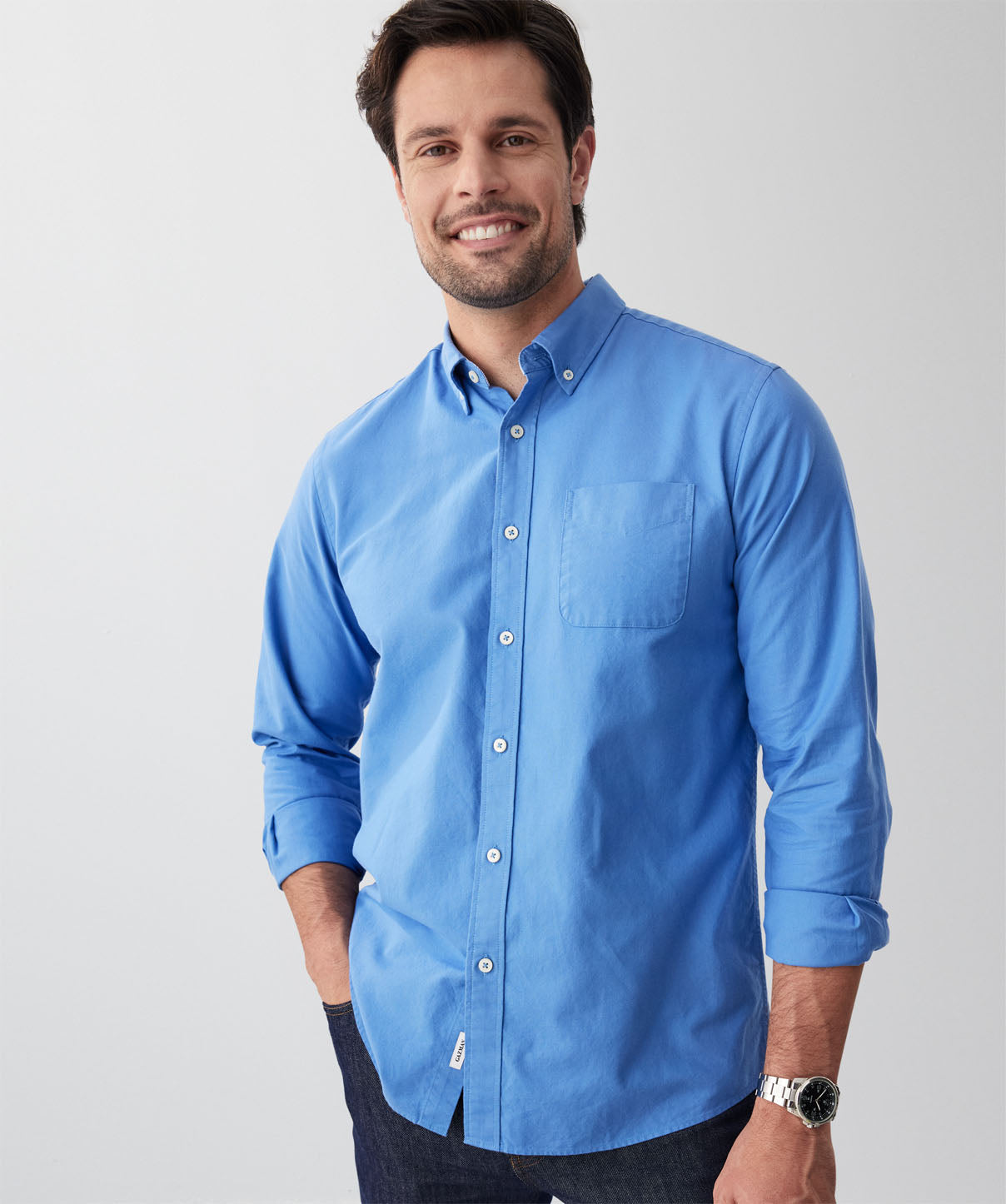 Casual Oxford Long Sleeve Shirt - Blue