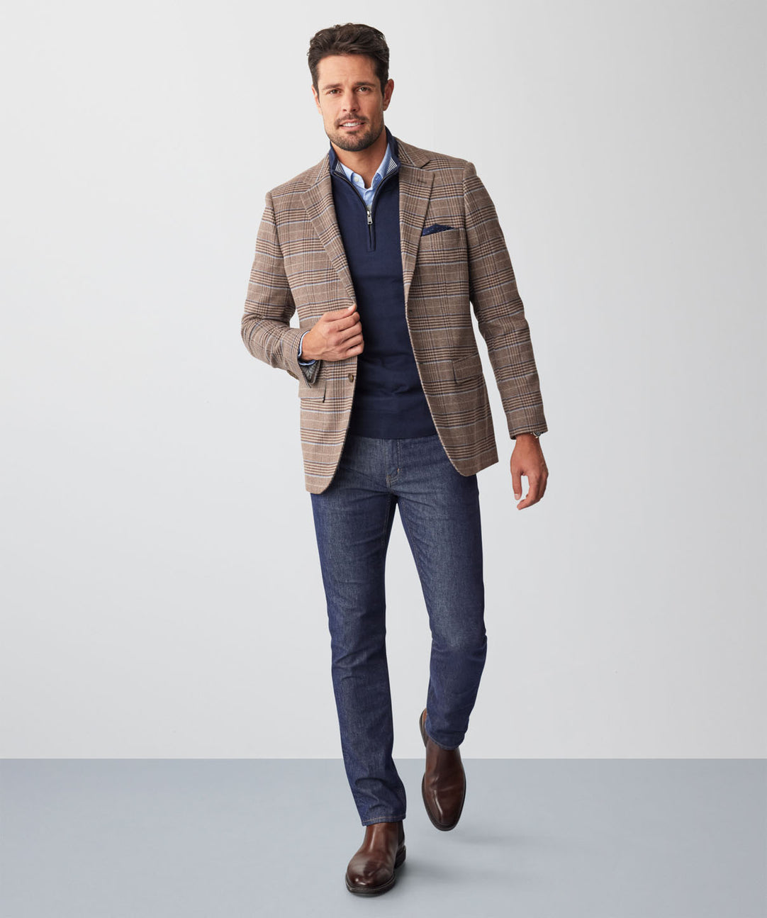 ジャケット SPORTMAX DOUBLE-BREASTED JACKET IN PRINCE OF WALES CHECK Brunello Cucinelli Wool-Cashmere Blend Prince of Wales Check