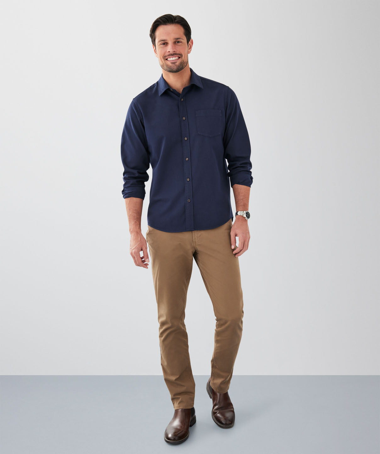Casual Bedford Long Sleeve Shirt - Midnight