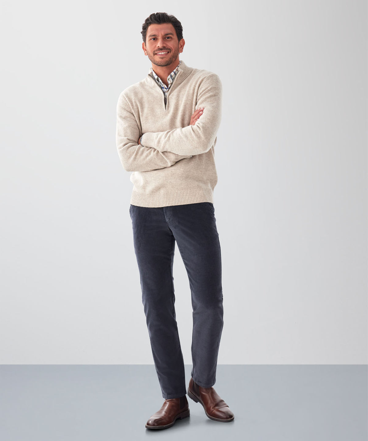 Wool Blend Raglan Half Zip - Taupe-GAZMAN