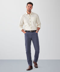 Casual Bedford Long Sleeve Shirt - Off White-GAZMAN