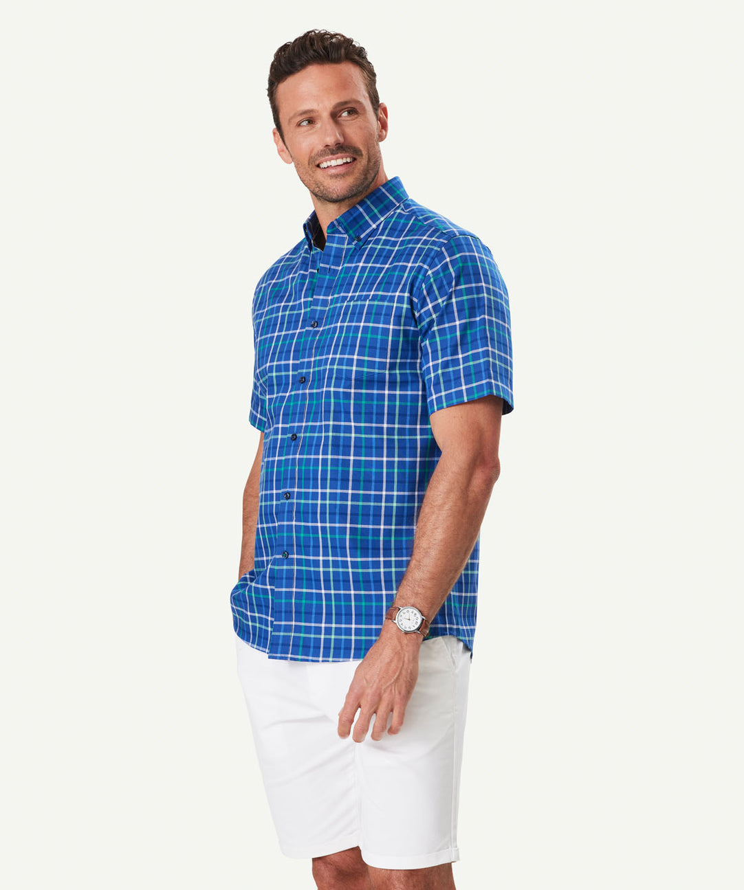 Russell Collection Men's Easy Care Oxford Short Sleeve Shirt – 70% Cotton, Button-Down Collar - View #5