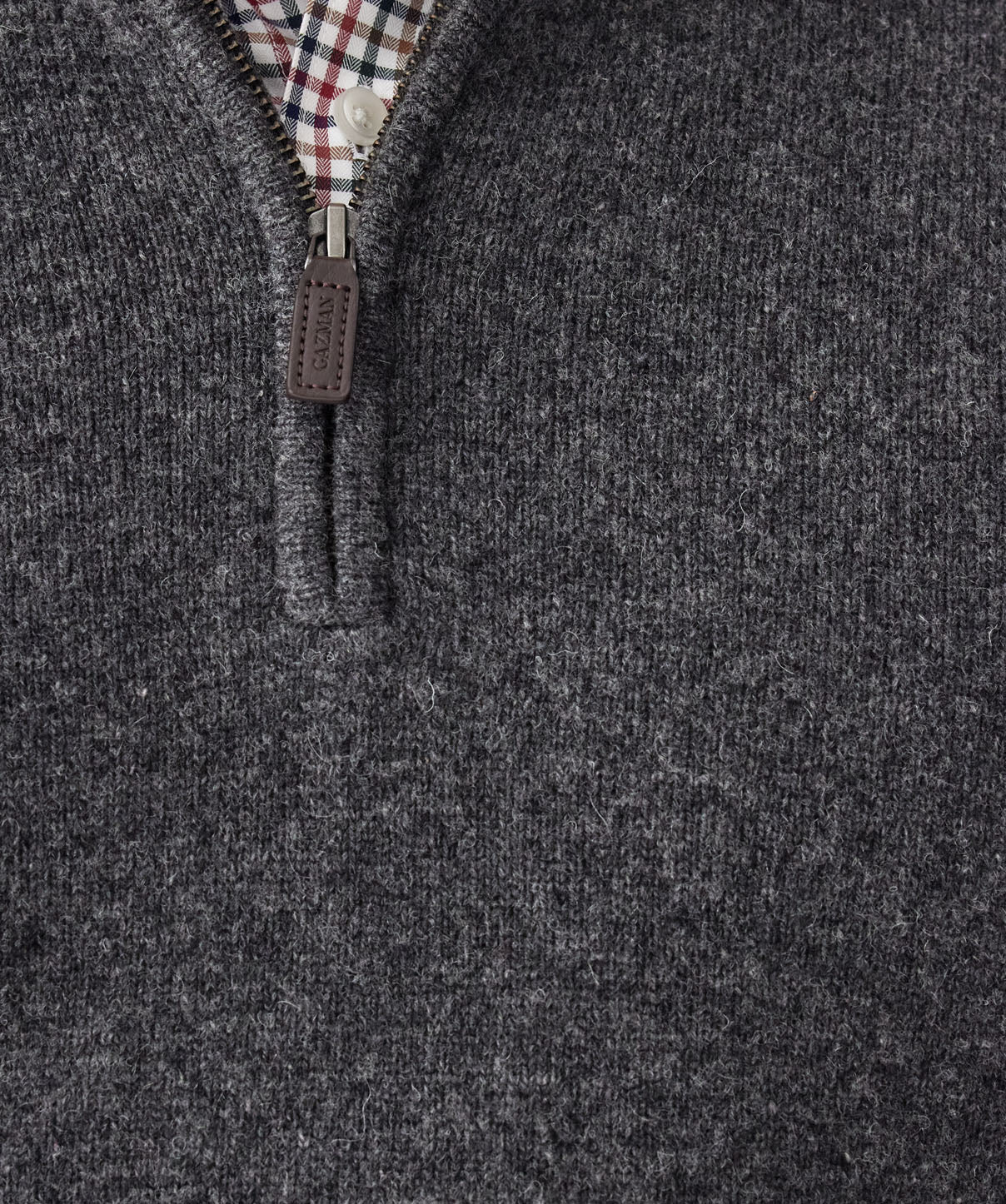 Wool Blend Raglan Half Zip - Charcoal - knitwear - GAZMAN