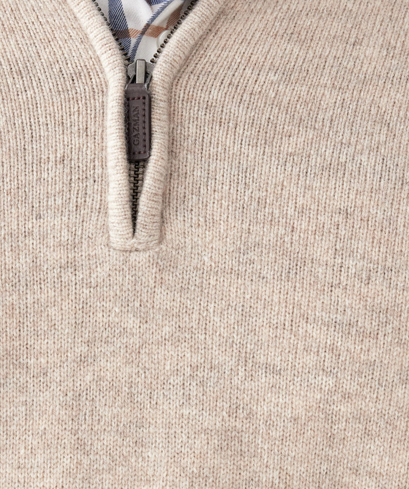 Wool Blend Raglan Half Zip - Taupe-GAZMAN