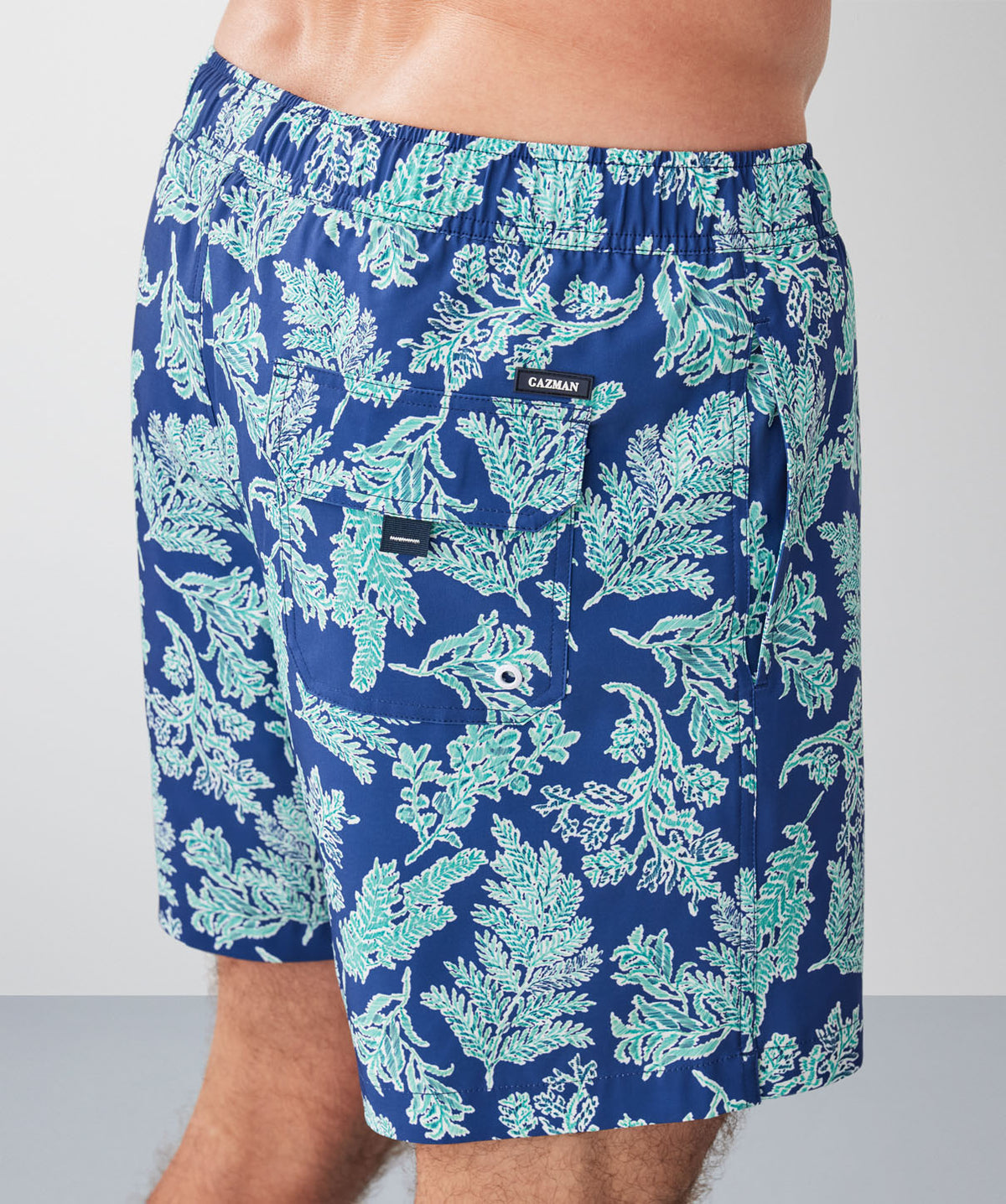 Fern Print Swim Shorts - Navy-GAZMAN
