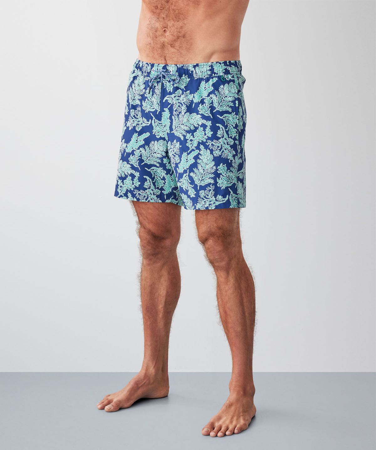 Fern Print Swim Shorts - Navy-GAZMAN