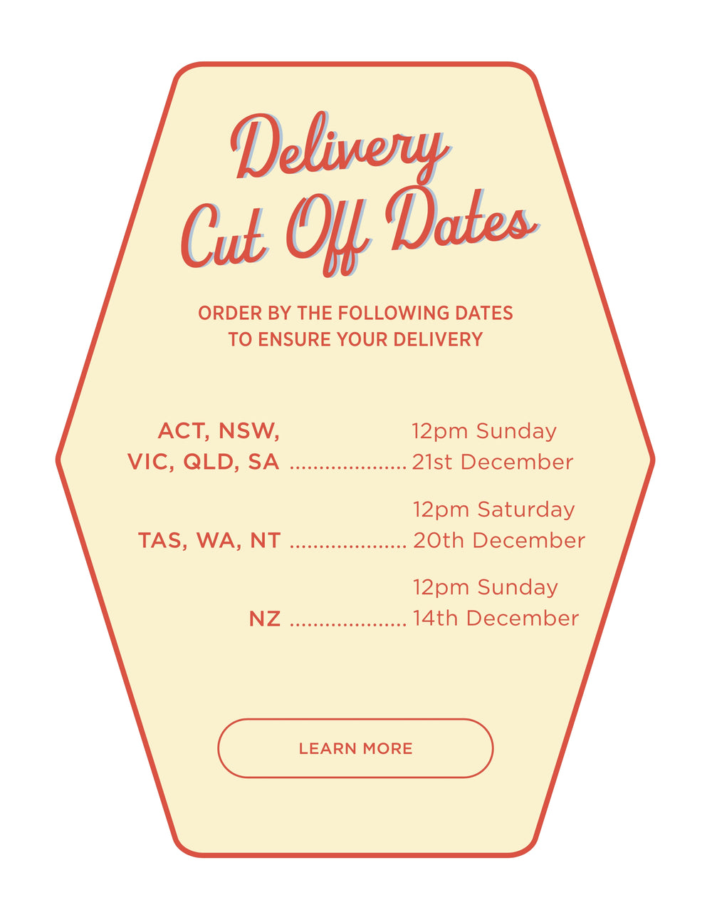 Christmas Delivery cut-off dates