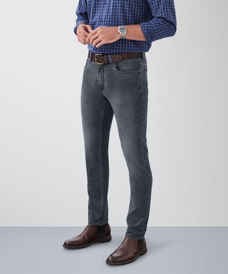 Merricks Knit Modern Fit Jeans - Washed Black-GAZMAN