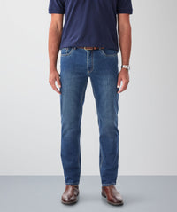 Somers Brushed Straight Jeans - Washed Indigo-GAZMAN
