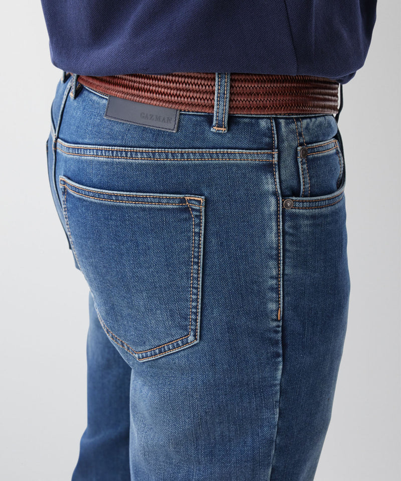 Somers Brushed Straight Jeans - Washed Indigo-GAZMAN