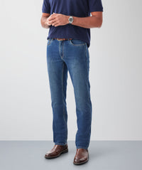Somers Brushed Straight Jeans - Washed Indigo-GAZMAN